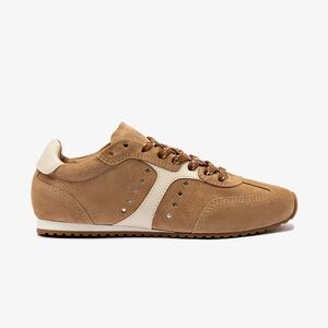Larroude Stella Sneaker in Peanut Suede